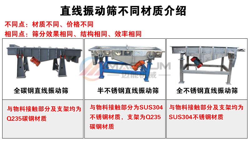 桂圓直線振動篩不同材質(zhì)